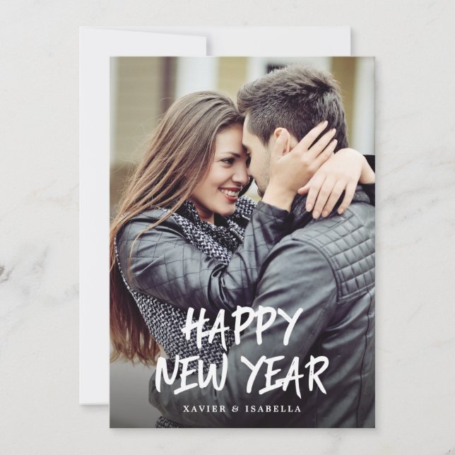 Happy New Year Foto Holiday Feiertagskarte (Vorderseite)