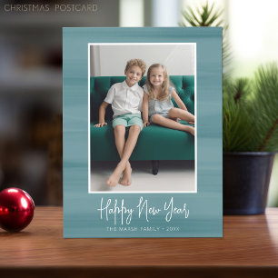 Happy New Year Foto mit weichem Aquarell blau Feiertagspostkarte