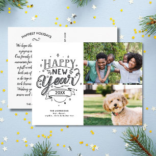 Happy New Year Fun Modern Typografy 2 Fotos Postkarte