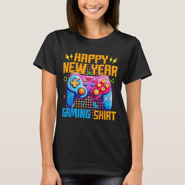 Happy New Year Gaming Shirt Colorful Video Game Lo (Vorderseite)