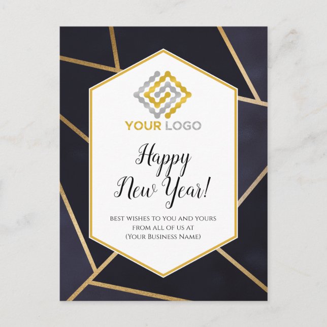 Happy New Year Geometric Logo-Postkarte Postkarte (Vorderseite)