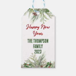 Happy New Year Gerahmt Winter Wheath Gruß Geschenkanhänger