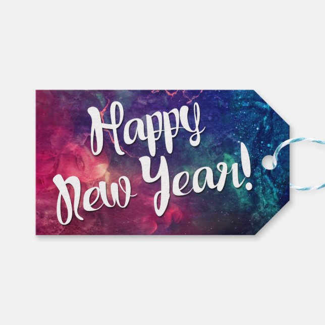 Happy New Year Geschenkanhänger (Vorderseite (Horizontal))