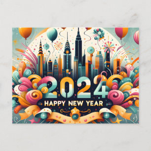Happy New year Geschenkkarte 2024 Feiertagspostkarte