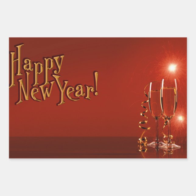 Happy New Year Geschenkpapier Set (Vorderseite 3)