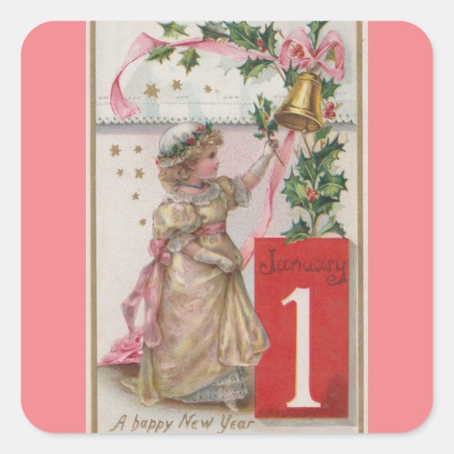 Happy New Year Girl Sticker (Vorderseite)