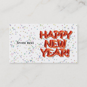 Happy New Year Glassy Red Text Visitenkarte