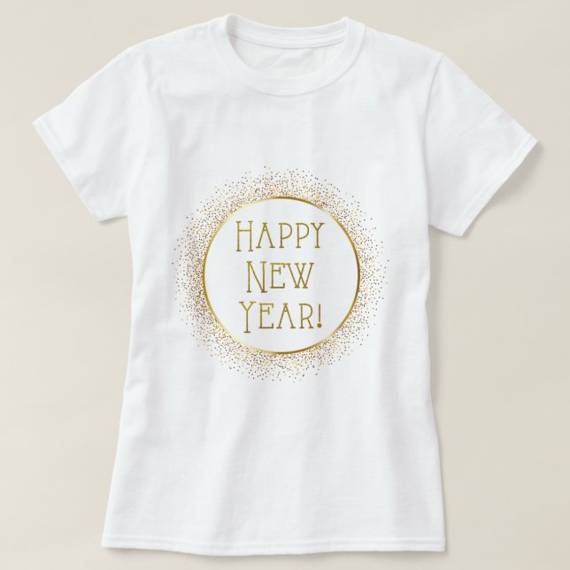 Happy New Year Glitzer T - Shirt (Design vorne)