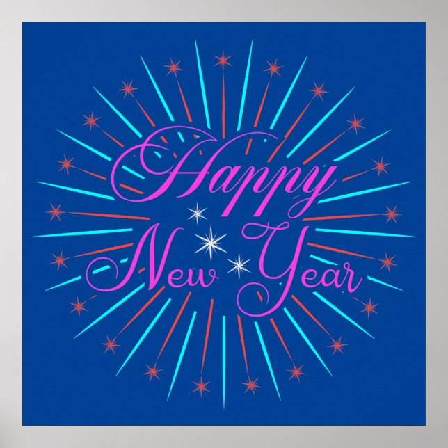 Happy New Year Glitzern Poster (Vorne)