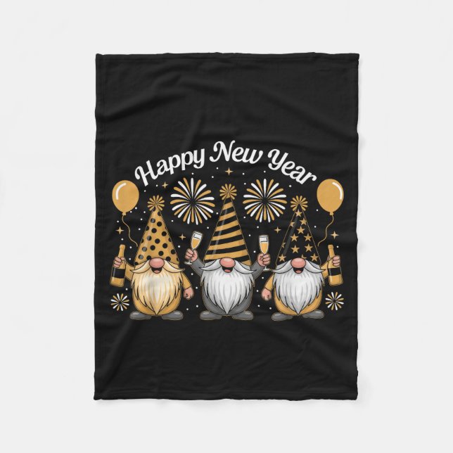 Happy New Year Gnome Confetti Fireworks New Year's Fleecedecke (Vorderseite)