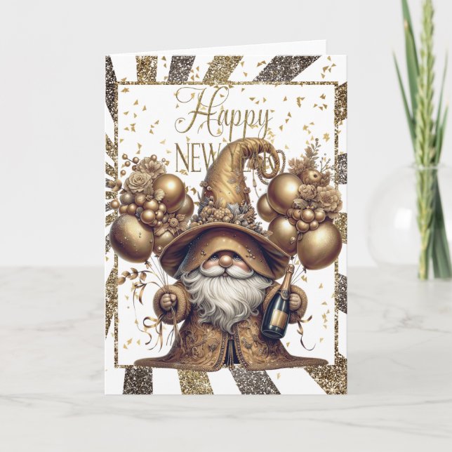 Happy New Year Gnome Karte (Vorderseite)
