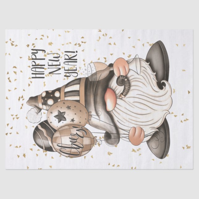 Happy New Year Gnome Seidenpapier (Vorderseite)