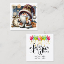 Happy New Year Gnome Series Quadratische Visitenkarte