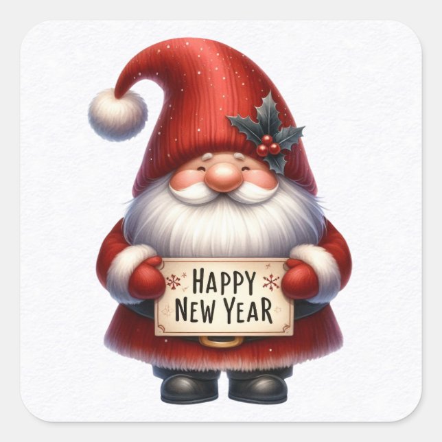 Happy New Year Gnome Stickers (Vorderseite)