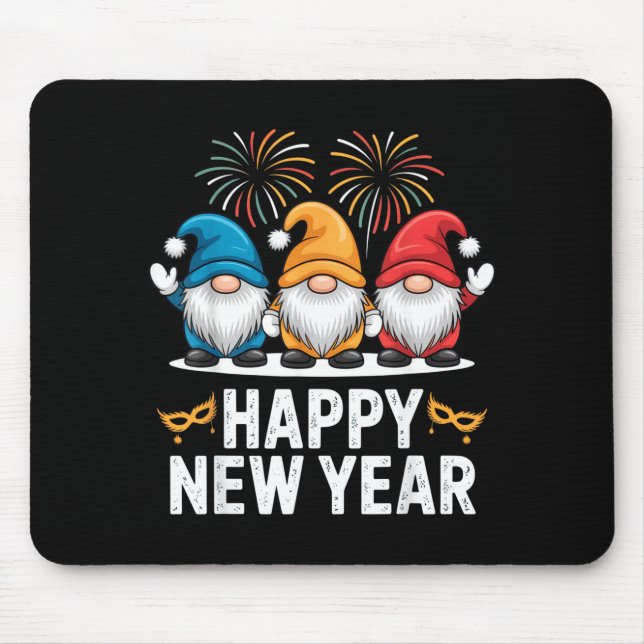 Happy New Year Gnomes For Party Lovers And Festive Mousepad (Vorne)