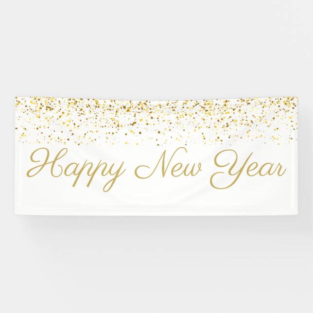 Happy New Year Gold Confetti Banner (Horizontal)