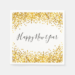 Happy New Year Gold Confetti Holiday Napkin Serviette