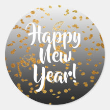Happy New Year Gold Confetti Stickers