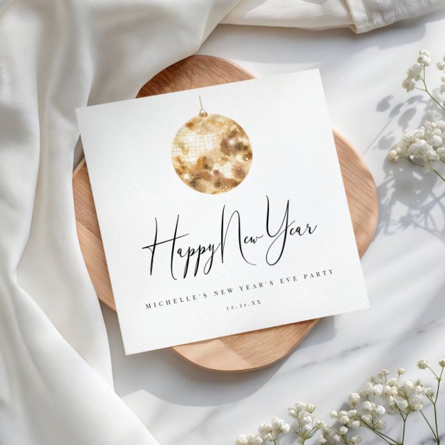 Happy New Year Gold Disco Ball  Serviette (Von Creator hochgeladen)