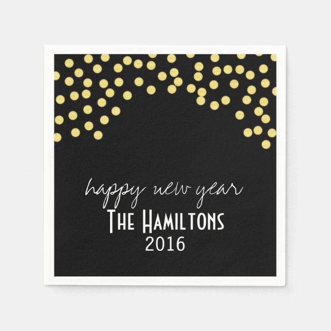 Happy New Year Gold Glitzer Cocktail Party Napkin Serviette (Vorderseite)