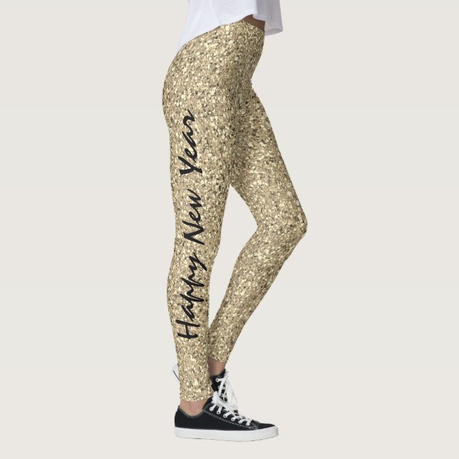 Happy New Year Gold Glitzer Sparkle Party Mode Leggings (Rechts)