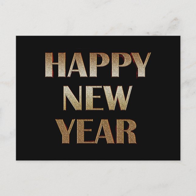Happy New Year Gold Metallic Text Image Postkarte (Vorderseite)