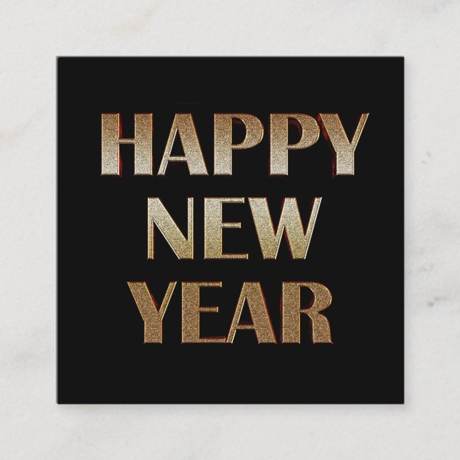 Happy New Year Gold Metallic Text Image Quadratische Visitenkarte (Vorderseite)