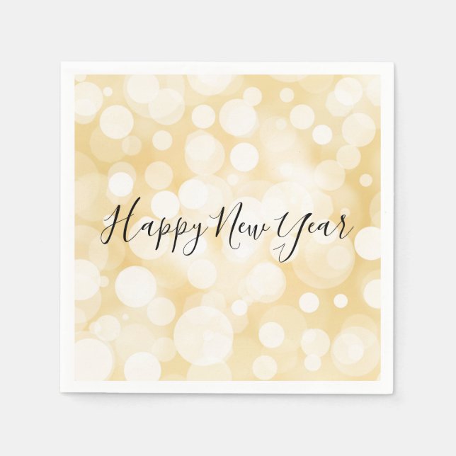 Happy New Year Gold Polka Dot Holiday Napkin Serviette (Vorderseite)