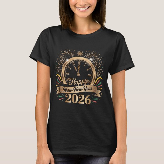 Happy New Year Gold Ribbon Stars Festive New Years T-Shirt (Vorderseite)