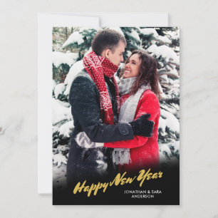 Happy New Year Gold Script Foto Feiertagskarte