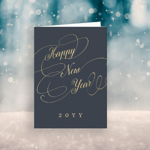 Happy New Year Gold Scriptgeschäft Unternehmen Feiertagskarte