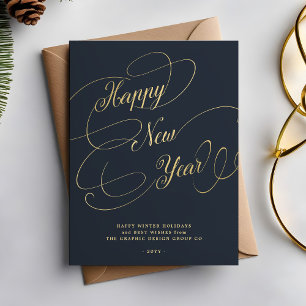 Happy New Year Gold Scriptgeschäft Unternehmen Feiertagskarte