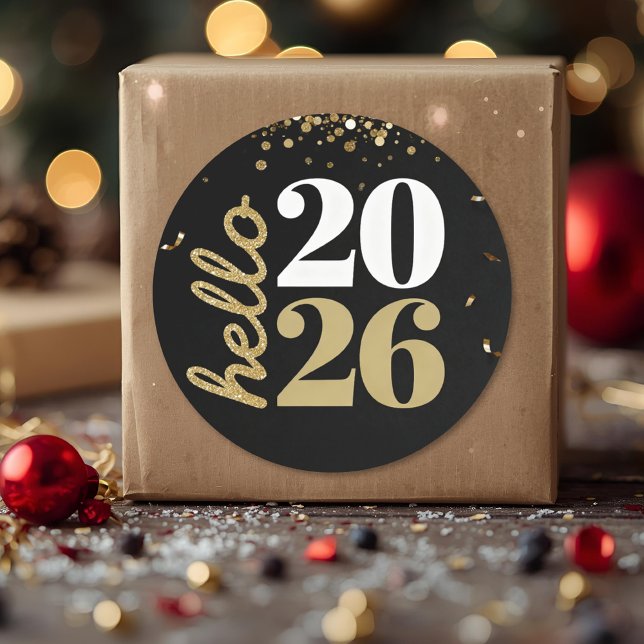 happy new year gold sparkles  runder aufkleber (Von Creator hochgeladen)