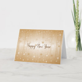 Happy New Year Gold Stars Card Feiertagskarte