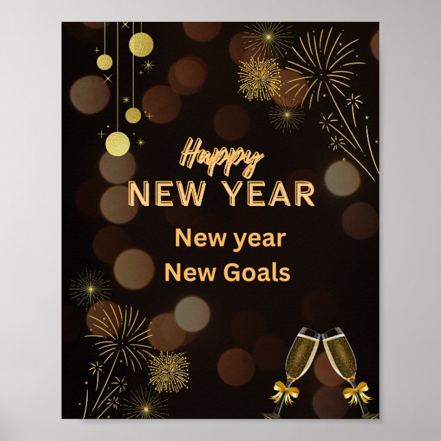 Happy New Year – Golden Brown Poster  (Vorne)