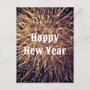 Happy New Year Golden Fireworks Trendy 2023 Cool Postkarte