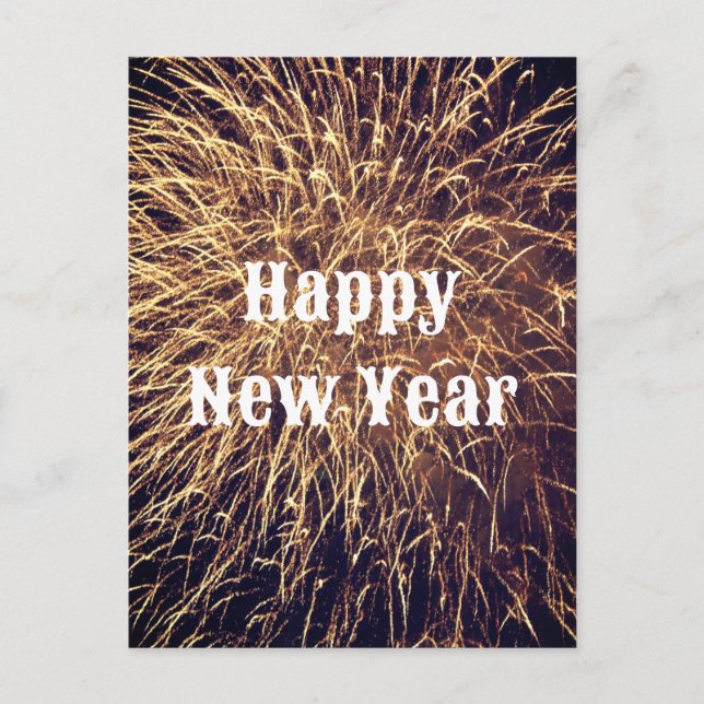 Happy New Year Golden Fireworks Trendy 2023 Cool Postkarte (Vorderseite)