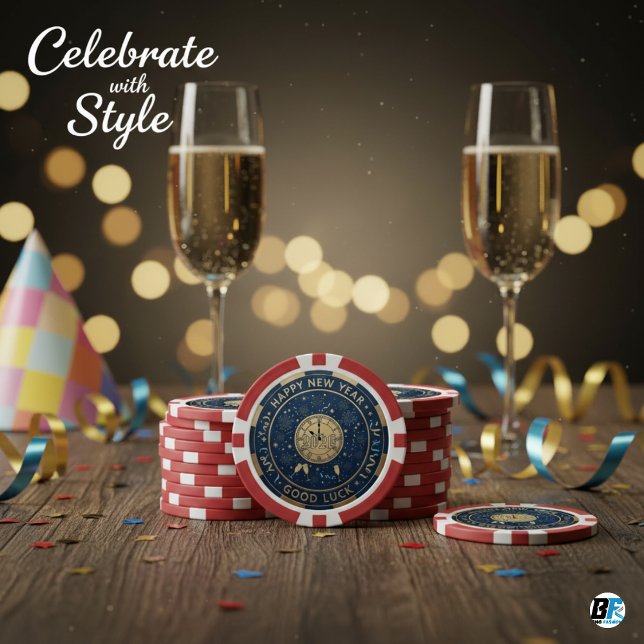 Happy New Year Good Luck Midnight Clock Pokerchips (Von Creator hochgeladen)