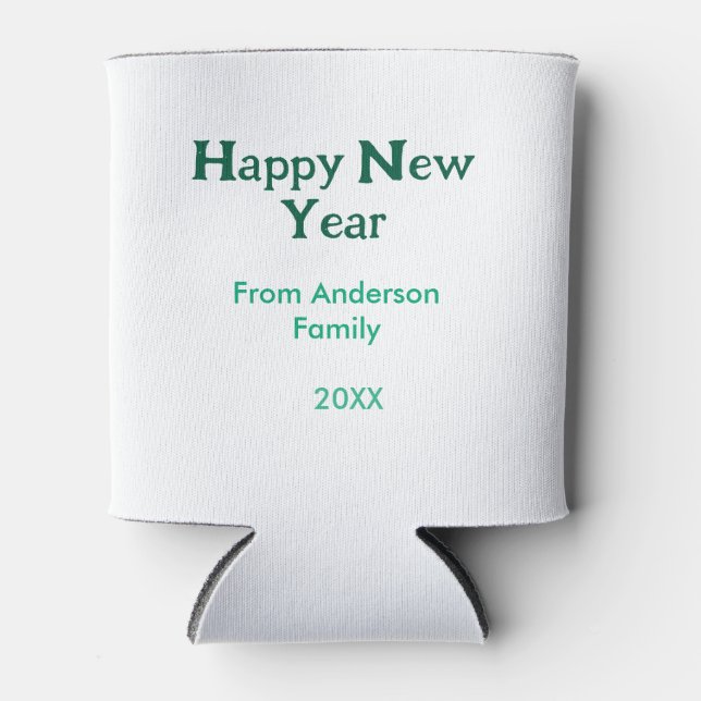 Happy new year green add family name year simple  dosenkühler (Vorderseite)
