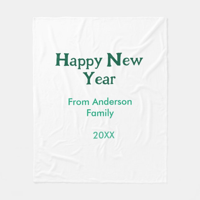 Happy new year green add family name year simple  fleecedecke (Vorderseite)