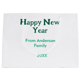 Happy new year green add family name year simple  große geschenktüte