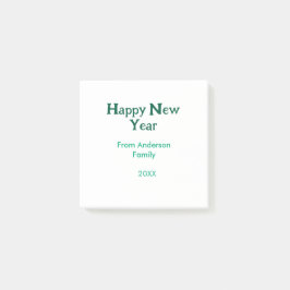 Happy new year green add family name year simple  post-it klebezettel