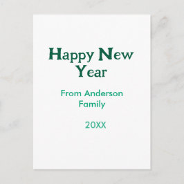 Happy new year green add family name year simple  postkarte