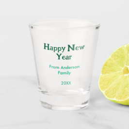 Happy new year green add family name year simple  schnapsglas