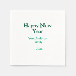 Happy new year green add family name year simple  serviette