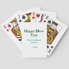 Happy new year green add family name year simple  spielkarten