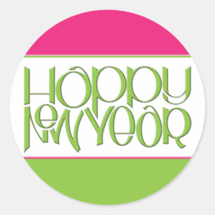 Happy New Year Green Sticker