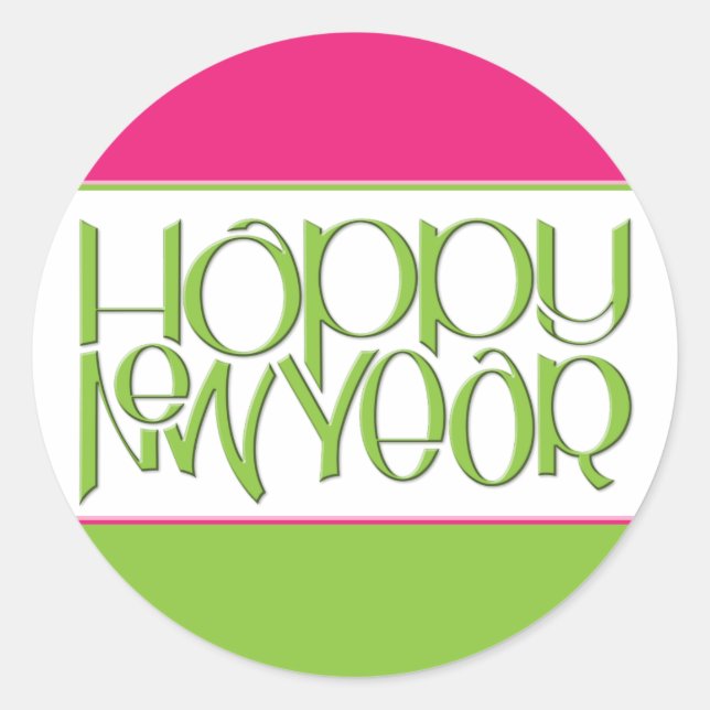 Happy New Year Green Sticker (Vorderseite)