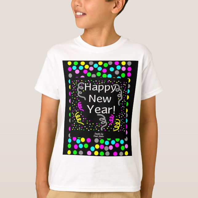 Happy New Year Greetings Boys White Basic T Shirt (Vorderseite)