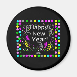 Happy New Year Greetings Round Magnet